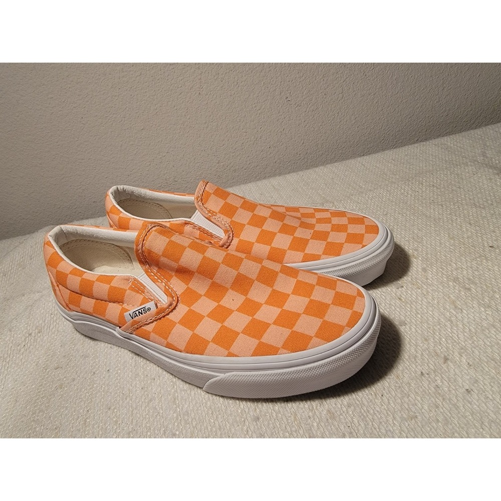 Vans Burnt Orange checkered slip on shoes Size 3.5 Men's Size Women's 5 NWOT